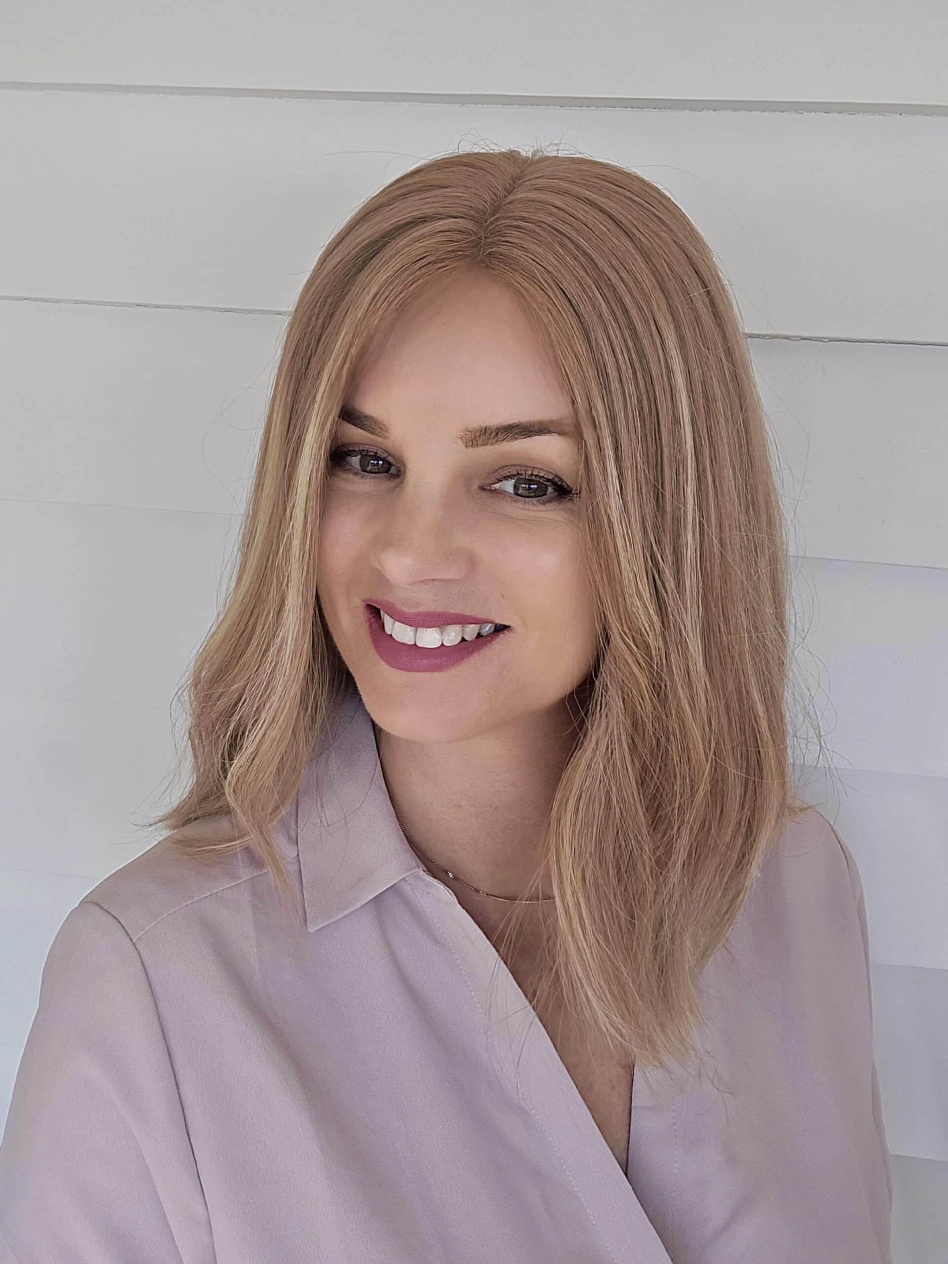 Lily human hair wig by Custom Hair Company Hamilton NZ side view