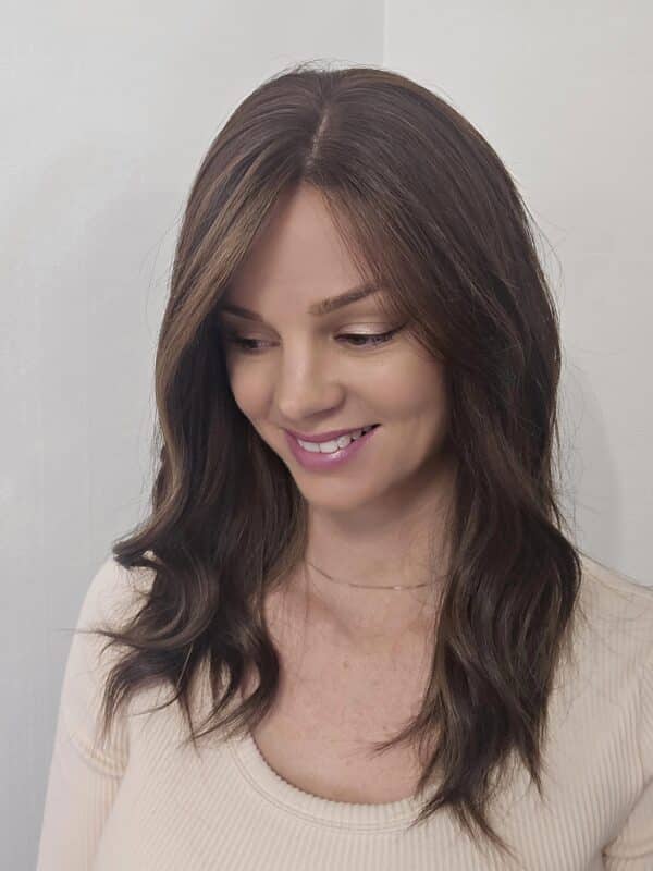 Maddie human hair wig by Custom Hair Company Hamilton, side view