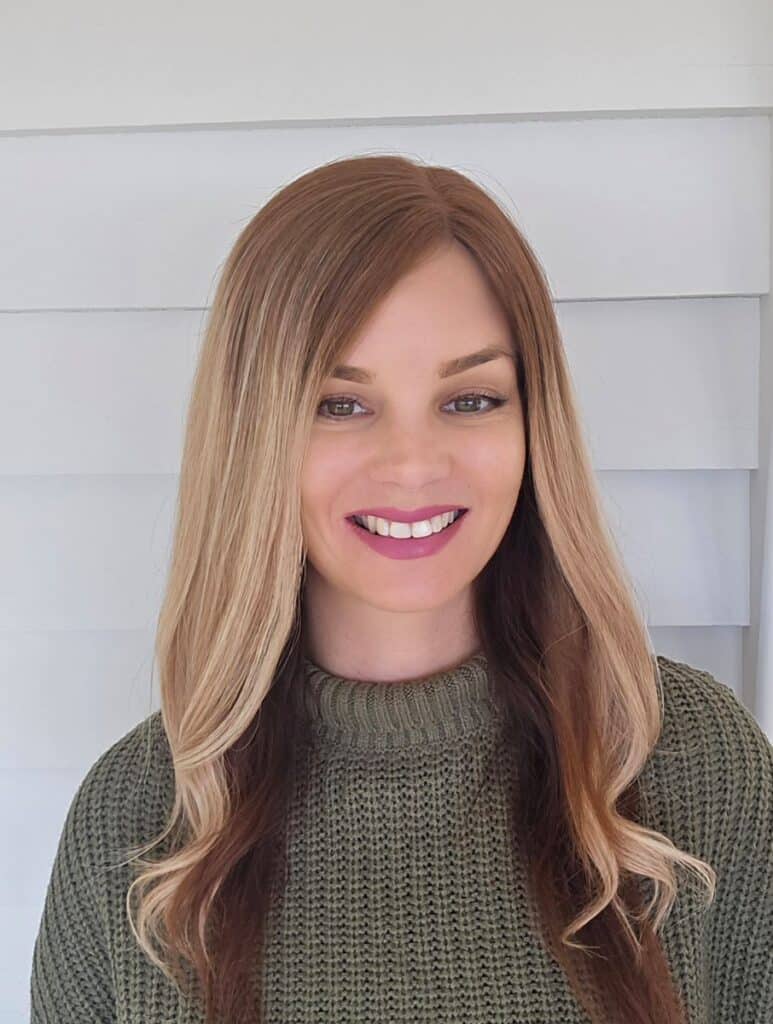 Rose hair topper over bio hair from Custom Hair Company