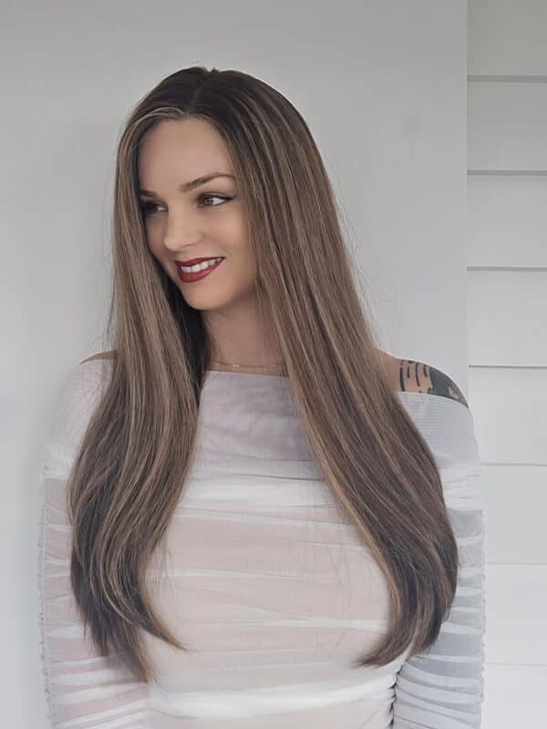 Renee human hair wig side view by Custom Hair Company Hamilton NZ