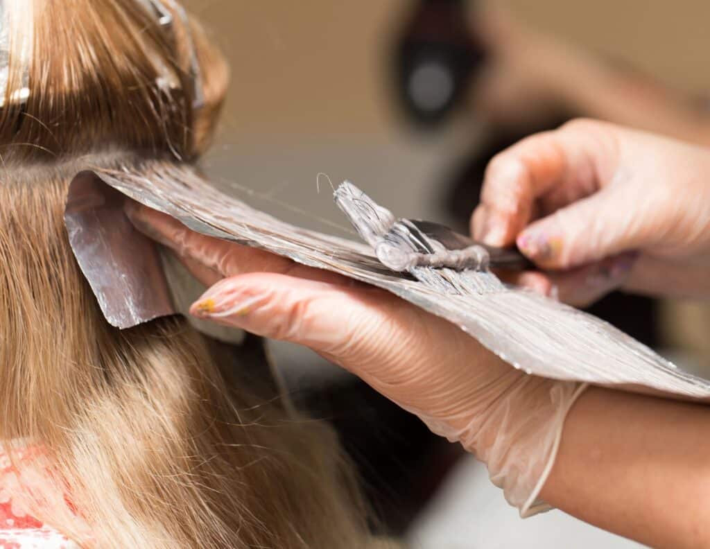 hair being coloured in foils