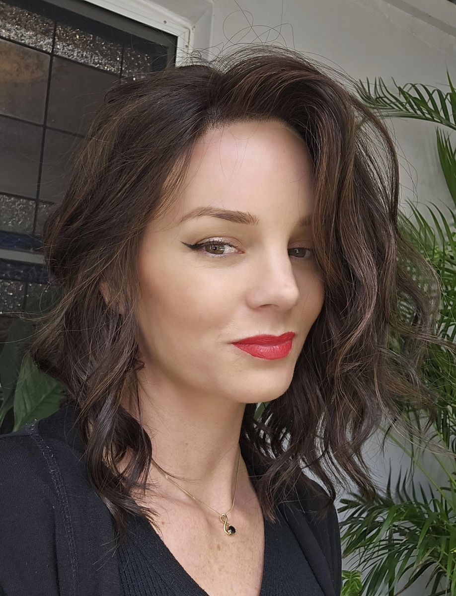 curly brunette wig by Custom Hair Company New Zealand